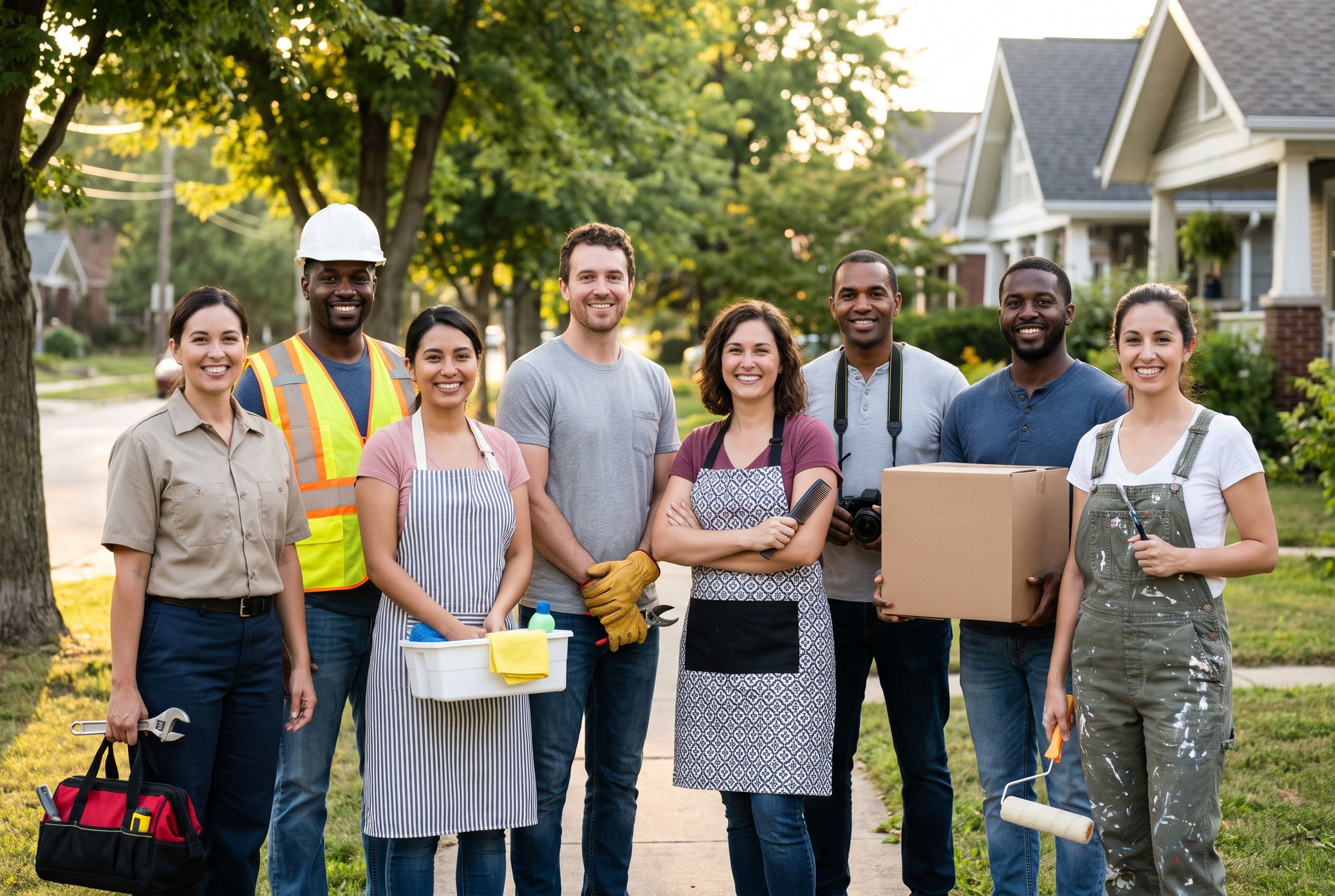 A small business team standing together (Illustration)